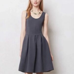 Anthropologie Bordeaux Foxey Gray Fit & Flare Dress Small